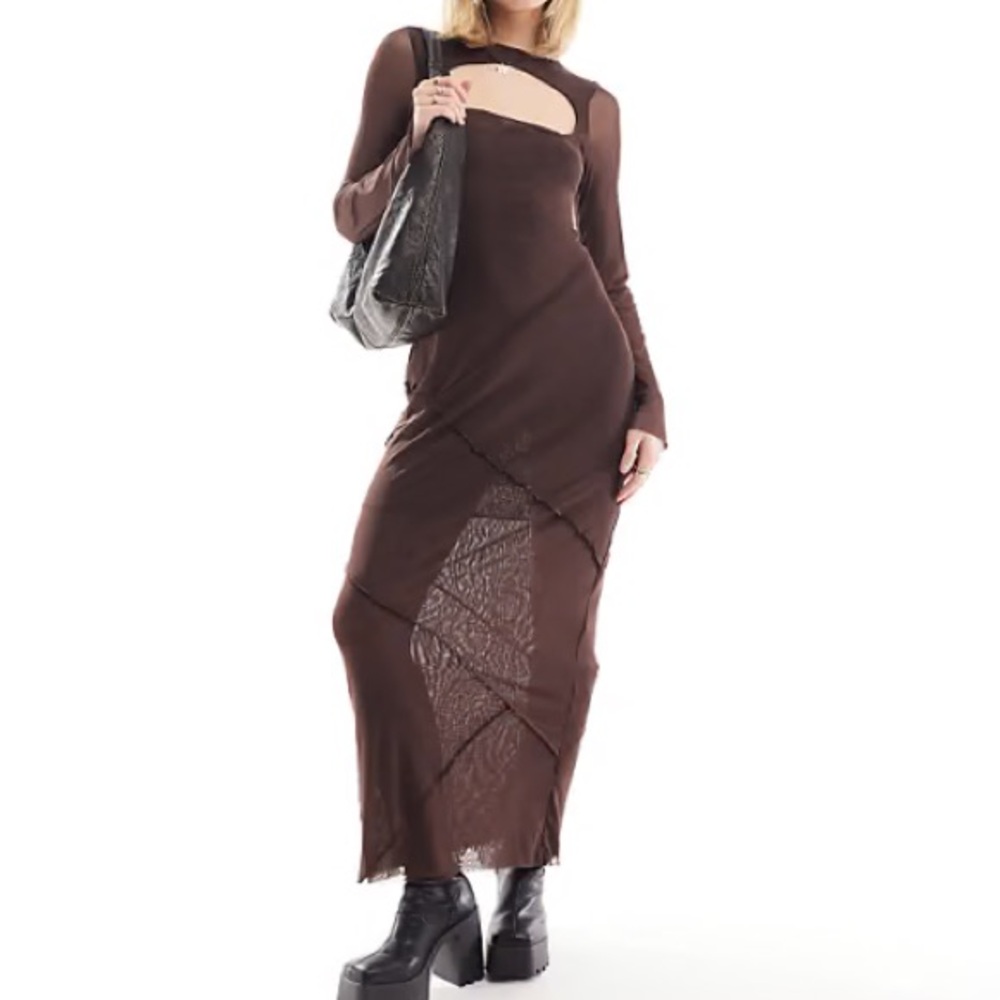 NWOT Brown Long Sleeve Dress